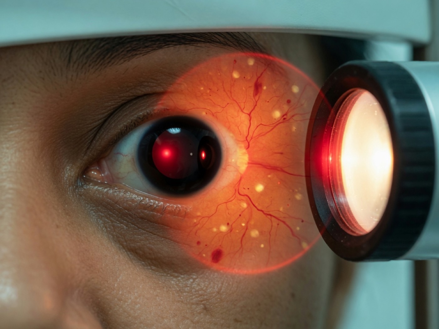 Exame de fundo de olho para retinopatia diabética